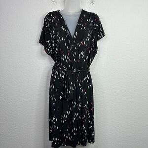 Torrid Dress Womens Size 2/2X Black Wrap Geometric Abstract Dark Romantic Career
